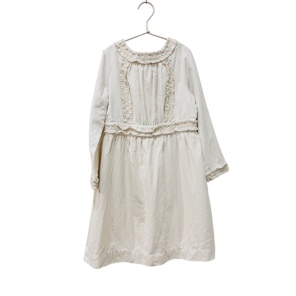 Bonpoint little girls cotton and wool cottagecore Cream Long Sleeve Dress NEW - Picture 1 of 9